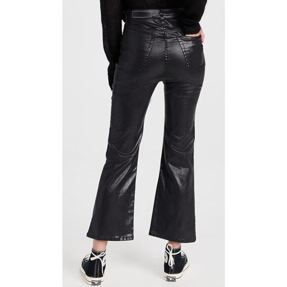 RAG & BONE Womens Casey Jeans Size 33 Coated Black High Rise Flare Ankle NWT - Picture 3 of 10
